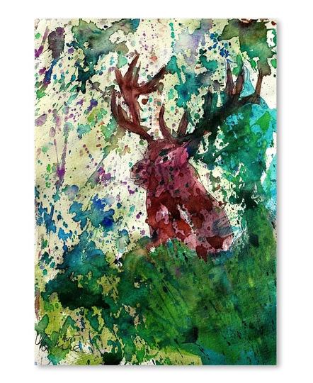 Party Deer by M Bleichner - Unframed Painting Print on Paper