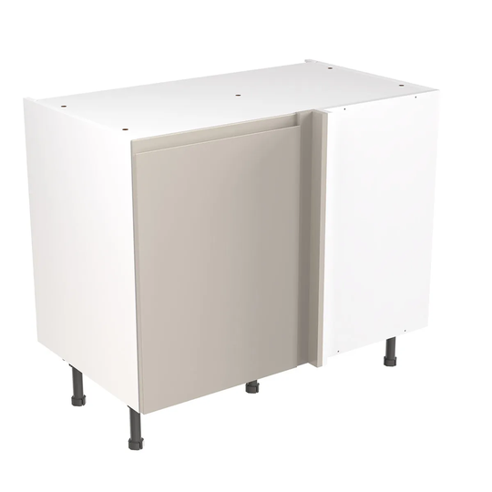 KitchenKIT J-Pull Handleless 100cm Blind Corner Base Unit - Gloss Light Grey