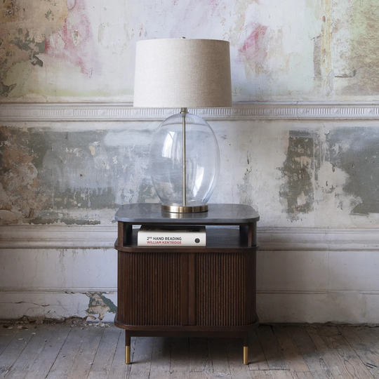 Oak And Stone Top Retro Side Table