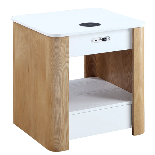 Jual San Francisco Ash/White Smart Bedside Table White Top & Curved Ash Sides