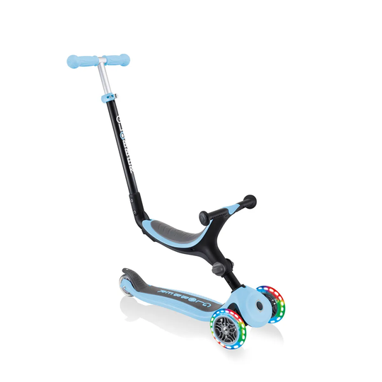 Globber Go Up Foldable Scooter with Lights - Pastel Blue