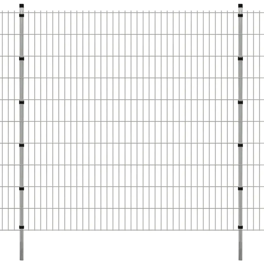 Vidaxl 2D Garden Fence Panels & Posts 2008X2030 Mm 4 M Silver