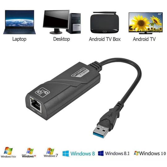 1000Mbps USB 3.0 to Ethernet Gigabit Lan Network Adapter Cable For Laptop/PC