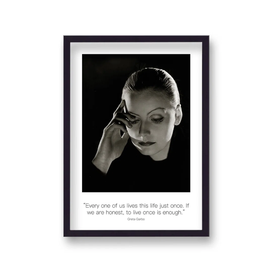 Polaroid Style B&W Icon Greta Garbo Every One of Us Lives This Life Non-Dated by Vouvart - Picture Frame Graphic Art