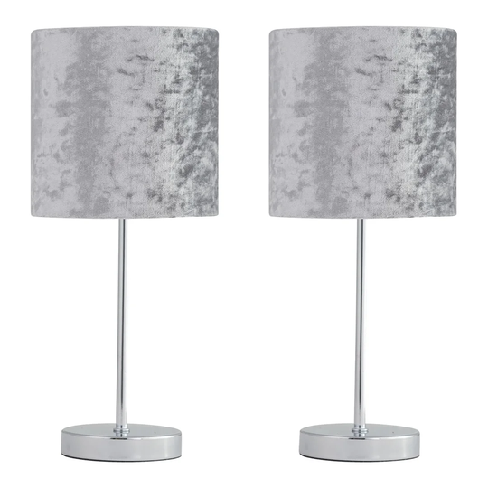 Sylvania 35Cm Polished Chrome Table Lamp Set