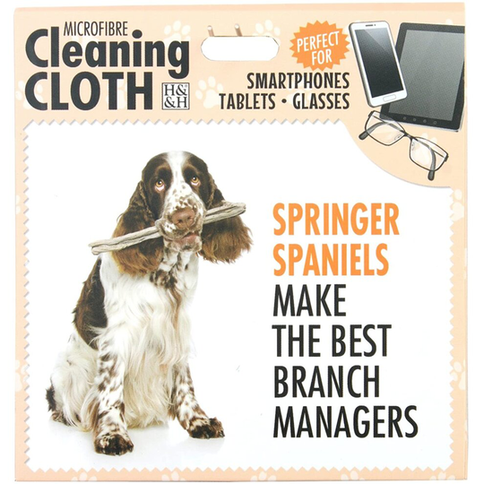 H&H SPRINGER SPANIEL MICROFIBRE CLEANING CLOTH PHONES TABLETS GLASSES