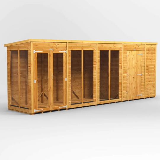 18X4 Power Pent Summerhouse Combi Including 6Ft Side Store
