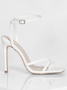 Boohoo Wide Fit Croc Toe Post Stiletto Heel Two Part - White