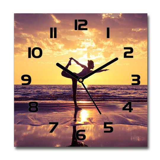 Hareena Yoga on the Beach Silent Wall Clock