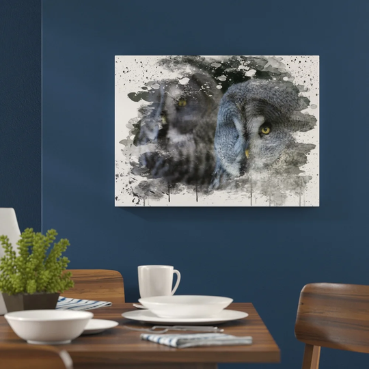 'Dark Grey Owls Birds' Graphic Art Print Poster