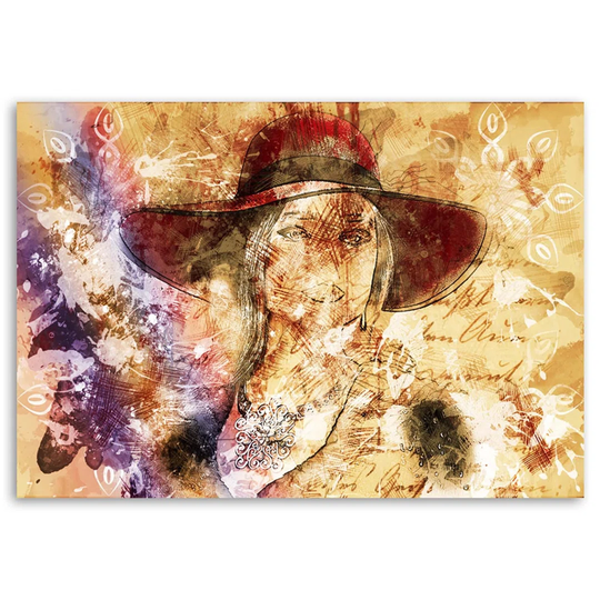 Canvas Print Beautiful Woman With Hat