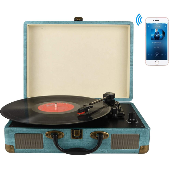 Bluetooth Turntable Player Retro Record Player 3-Speed Stereo Speakers