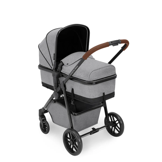 Ickle Bubba Moon 2 in 1 Pushchair - Space Grey on Black with Tan Handles