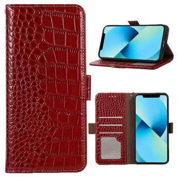 Crocodile Series Nothing Phone (1) Wallet Leather Case with RFID - Red