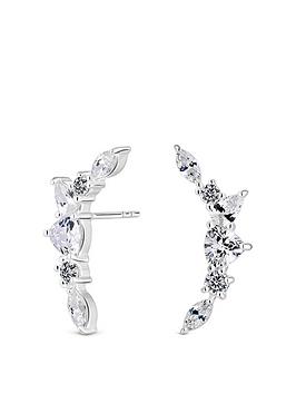 Simply Silver Sterling Silver 925 Cubic Zirconia Marquise Climber Earring