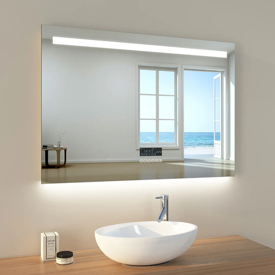 LM06 LED Bathroom Mirror 100X60cm Bathroom Mirror With Cold White Lighting Touch Switch Fogproof And Bluetooth IP44