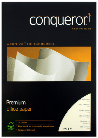 CONQUEROR CX22 CREAM A4 100GSM PK500
