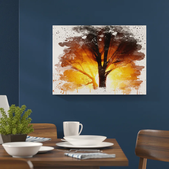 'Sunset and Tree' Graphic Art Print Poster