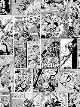 Marvel Comic Strip Wallpaper, Black/White