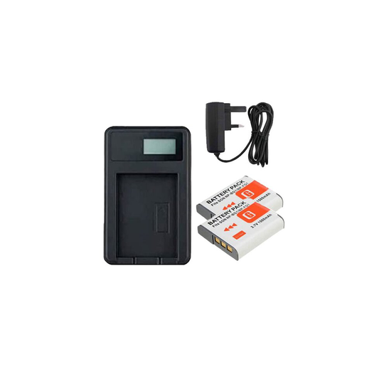 Mains Battery Charger and 2 Batteries For Sony CyberShot DSC-W30 Camera