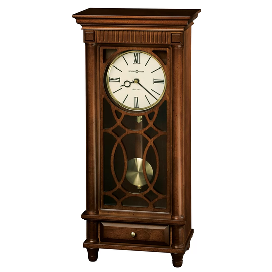 Lorna Traditional Analog Wood Quartz Alarm Tabletop Clock in Tuscany Cherry