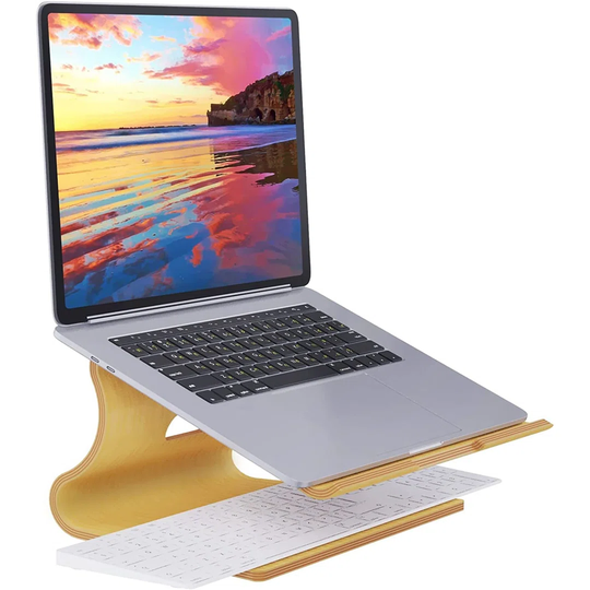Laptop Stand For Desk, Wooden Tablet Stand, Stable Computer Notebook Holder, Laptop Tray For Macbook Air/Pro (White)