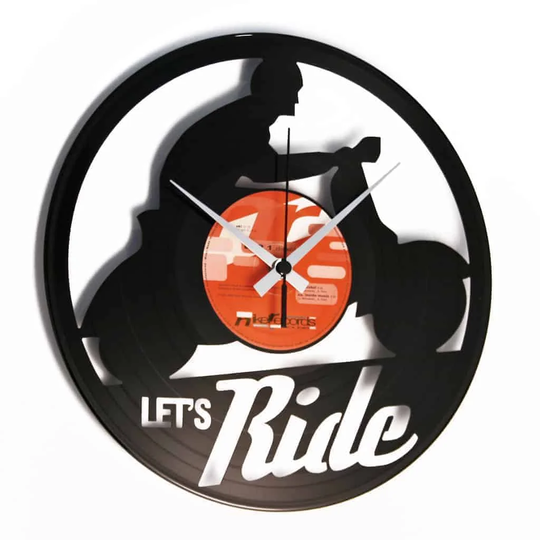 Let's Ride Vinyl for Vespa Fans 30cm Silent Wall Clock