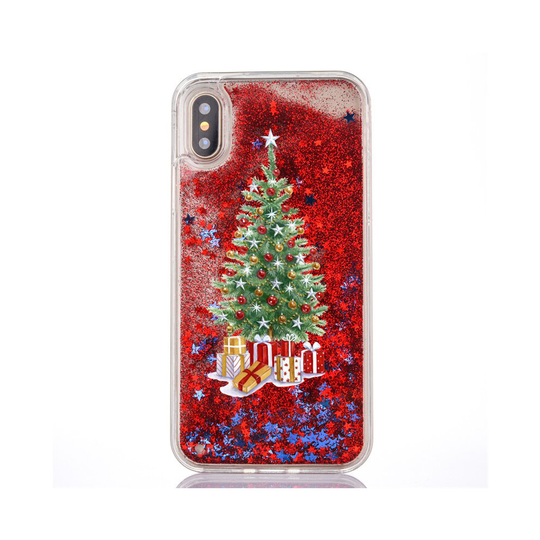 Christmas Floating Stars Glitter Liquid Hard Phone Case Cover Iphone 6 6s 7 8 Plus X Iphone 6 Plus / 6s Plus Christmas Tree With Gifts (red)