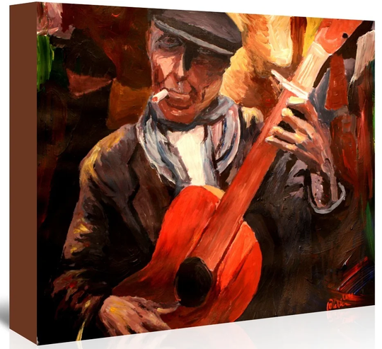The Guitarrero by M Bleichner - Wrapped Canvas Painting Print