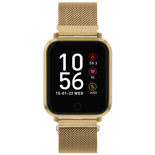 Reflex Active Series 6 Smart Watch With Heart Rate Monitor Music Control Colour Touch Screen And Up To 7 Day Battery Life - Rectangluar Gp Case With Gp Mesh Strap.