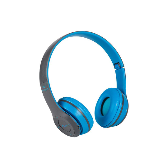 (Blue) Foldable Bluetooth Wireless P47 Headphones