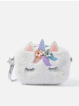 Accessorize Girls Unicorn Fluffy Cross Body Bag - Multi