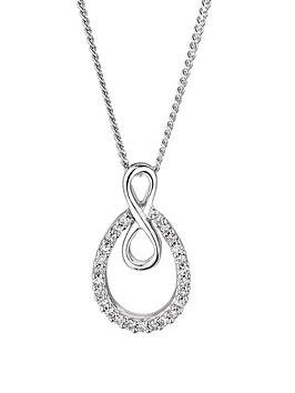 Love Diamond Sterling Silver 10Pt Diamond Infinity Pendant Necklace
