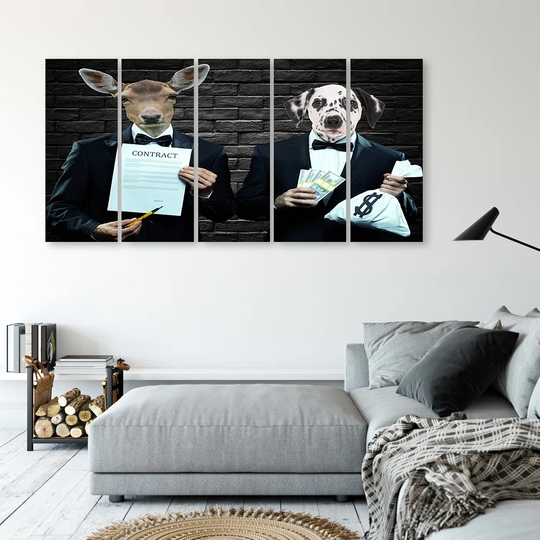Canvas Print Stag Dog Suit