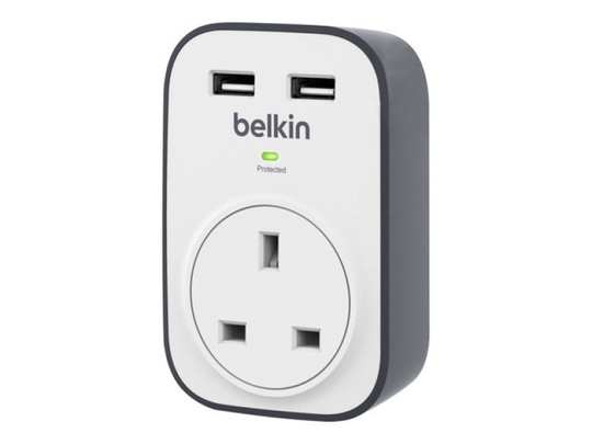 Belkin SurgeCube 1 Outlet Surge Protector with 2 x 2.4A Shared USB Charging