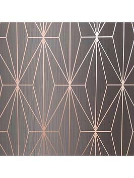 Muriva Kayla Wallpaper - Charcoal And Rose Gold
