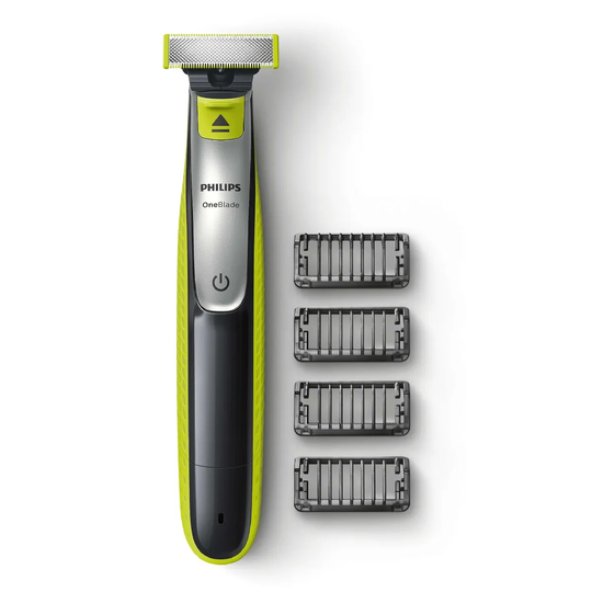 Philips QP2530/25 OneBlade Face Electric Trimmer with 4 Combs - Black/Green