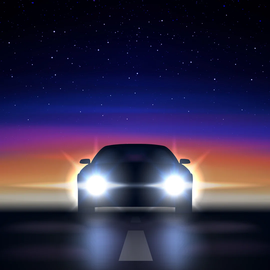 Car with Headlights Illustration by ValeryBrozhinsky - Wrapped Canvas Graphic Art