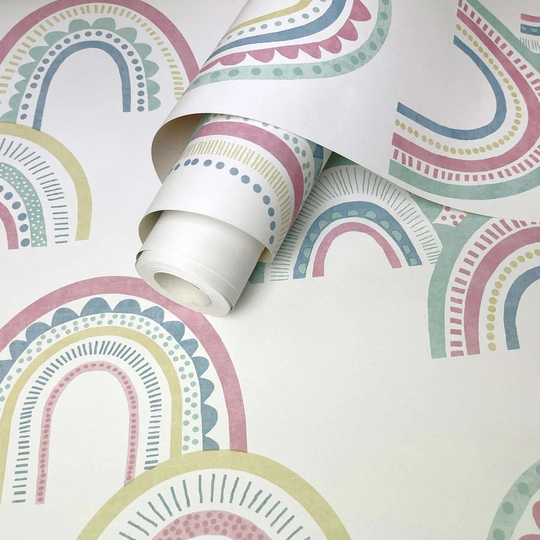 Holden Decor Boho Rainbow Pink/Duckegg Wallpaper