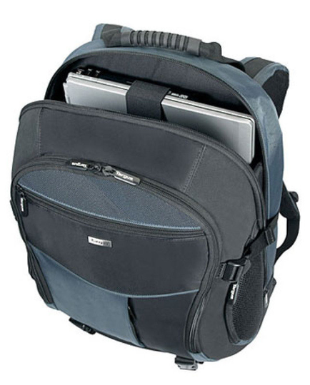 Targus XL Backpack Carry Case, For Laptops up to 17" - Black / Blue Nylon Koskin