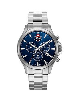 Jacques Du Manoir Military Men'S Alpha Blue Multi Dial Silver Stainless Steel Bracelet Watch