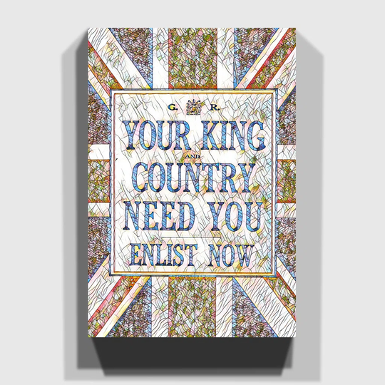 Enlist Now Vintage War Poster - Graphic Art Print on Canvas
