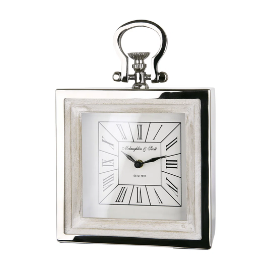 Analog Mango Solid Wood Mechanical Alarm Tabletop Clock in Cream