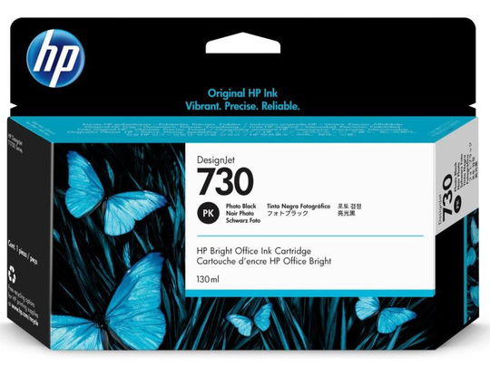 HP 730 Photo Black Original Designjet Ink Cartridge - Standard Yield 130ml - P2V67A