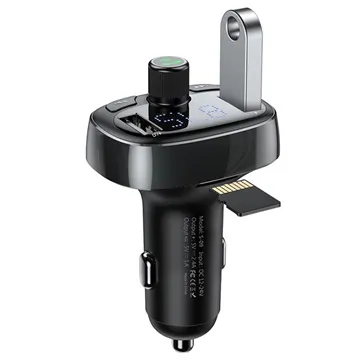 Baseus S-09 T-Type 2xUSB Car Charger & Bluetooth FM Transmitter - Black