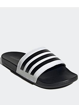 adidas Adilette Comfort Slides, White/Black, Size 6, Men