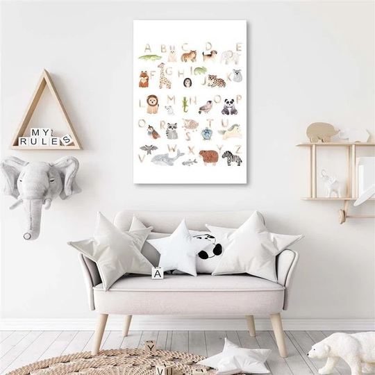 Canvas Print Children Alphabet Animals Colourful