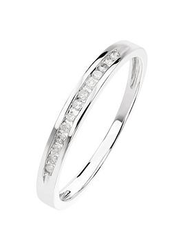 Love DIAMOND 9ct White Gold 0.10ct Diamond Channel Set Half Eternity Ring, Silver, Size Q, Women