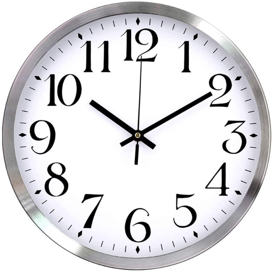 Wall Clock 12 inch Large Number Silent Quartz Decorative Clocks, Battery Operated
