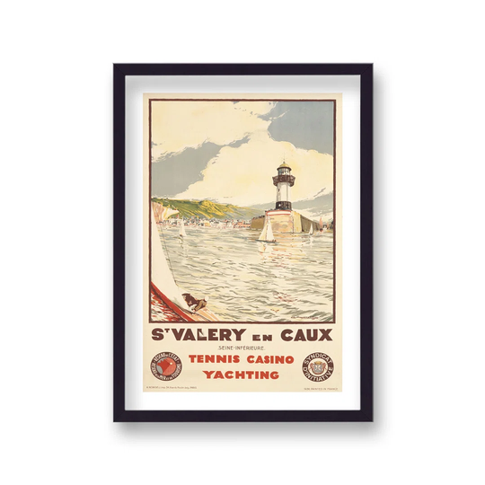 Vintage Travel Print St Valery En Caux With Border